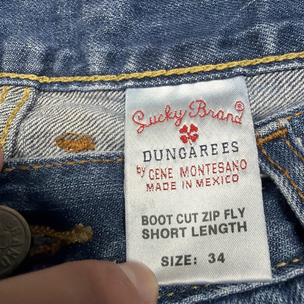 Lucky Brand Jeans Dungarees Straight Bootcut Men's Size 34x30 Zip Fly Denim USA - Picture 3 of 11